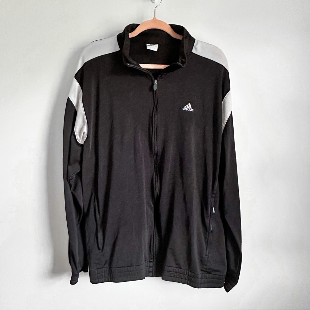 Adidas Black White Men’s Full zip Track Jacket sz XL